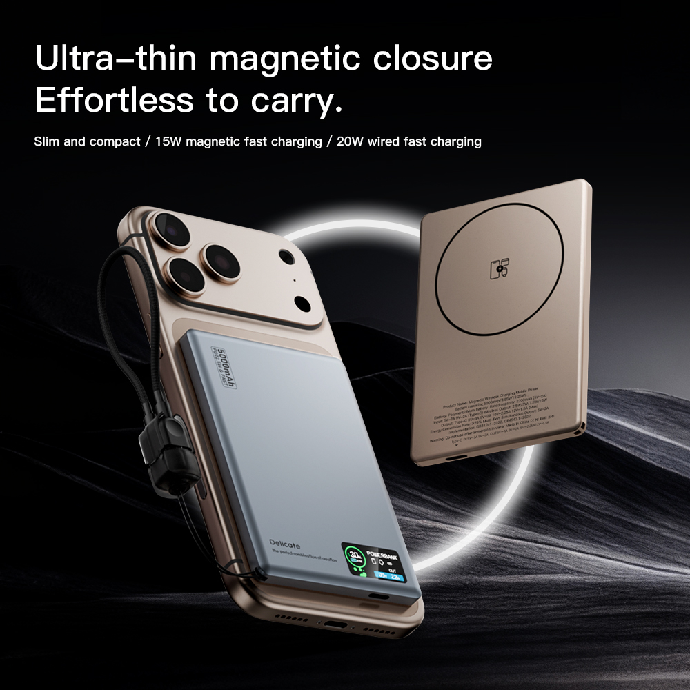 Power Bank Slim - Batterie externe à écran intelligent avec