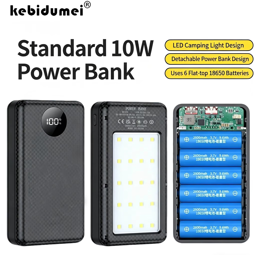 Portable Charger 20000Mah - Boîtier de batterie externe KEBIDUMEI 6*18650