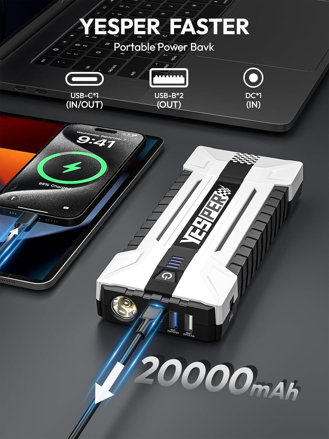 YEPSER YJS20 Démarreur de Voit - Portable Charger 20000Mah avis et prix
